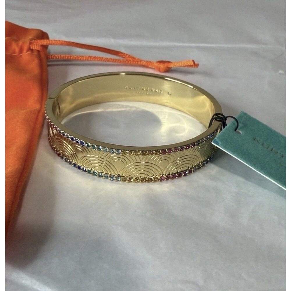 KURT GEIGER London Multicolor Rainbow Pavé Crystal Gold Bangle Southbank NWT
